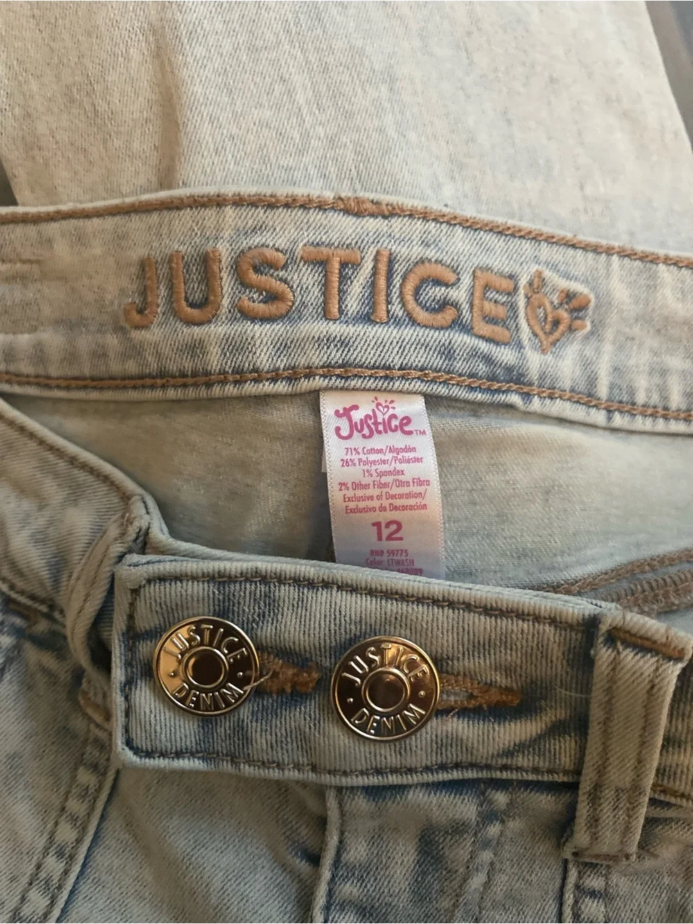 Justice Light Blue Flared Cargo Jeans